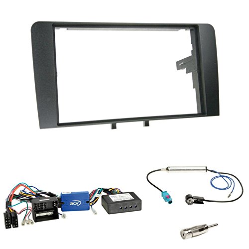 Einbauset : 2-DIN Radioblende - schwarz + Pioneer LFB Adapter Set für Audi A3 8P 2003-05/2012 (Vollaktivsystem) von Schlauer-Shop24