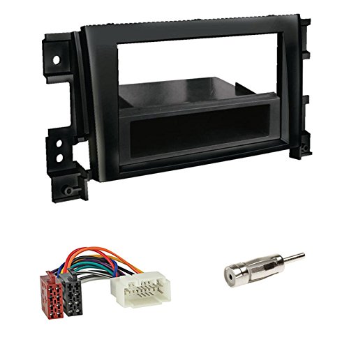 Einbauset : Autoradio 1-DIN Blende Einbaurahmen Radioblende + Fach schwarz + ISO Radio KFZ Kabel Adapter Radioadapter + Antennenadapter für Suzuki Grand Vitara (JT) ab 09/2005-2015 von Schlauer-Shop24