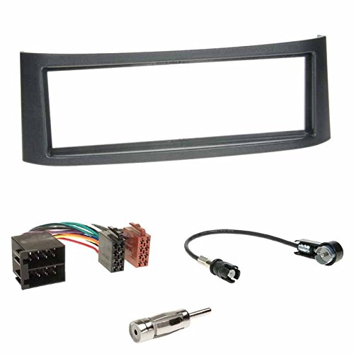 Einbauset : Autoradio 1-DIN Blende Einbaurahmen Radioblende anthrazit + ISO Radio Verlängerung KFZ Kabel Adapter Radioadapter + Antennenadapter für Smart Roadster (BR 452) 04/2003 - 11/2005 von Schlauer-Shop24