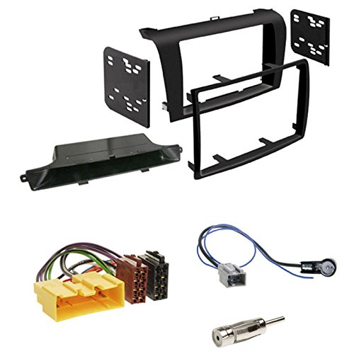 Einbauset : Autoradio 1-DIN Blende Einbaurahmen Radioblende mit Ablagefach schwarz + ISO Radio Adapter Kabel Adapterkabel + Antennenadapter für Mazda 3 (BK) 10/2003 - 03/2009 von Schlauer-Shop24