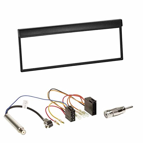 Einbauset : Autoradio 1-DIN Blende Einbaurahmen Radioblende schwarz + ISO Radio KFZ Kabel Adapter Radioadapter mit Phantomeinspeisung+ Antennenadapter für Skoda Fabia (6Y) 11/1999-12/2006 von Koeay