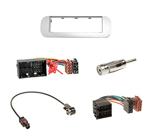 Einbauset : Autoradio 1-DIN Radioblende Radio Blende Halterung Piano schwarz + ISO Radioanschlusskabel/Radio Adapter + Antennenadapter für FIAT Panda (319) ab 01/2012 von Schlauer-Shop24