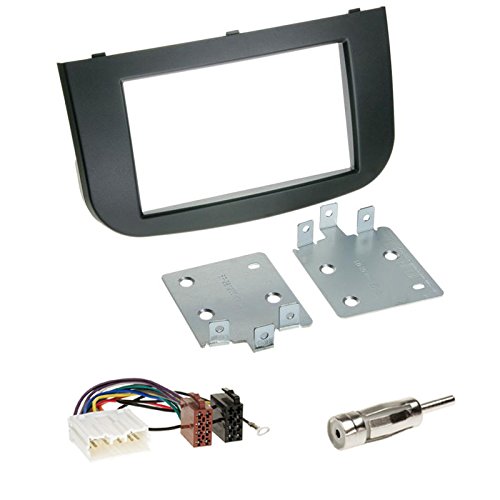 Einbauset : Autoradio 2-DIN Doppel-DIN Radioblende Radio Blende Halterung schwarz + ISO Radioanschlusskabel Radio KFZ Adapter + Antennenadapter für Mitsubishi Colt (Z30/Z30G/Z3B/Z3V) ab 11/2008 von Schlauer-Shop24
