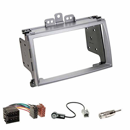 Einbauset : Autoradio Doppel-DIN 2-DIN 2 DIN Radioblende Radio Blende Halterung Silber + ISO Radioanschlusskabel Radio Adapter + Antennenadapter für Hyundai i20 (PB) ab 03/2009 von Schlauer-Shop24