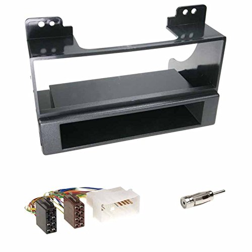 Einbauset : Autoradio Doppel-DIN 2-DIN 2 DIN Radioblende Radio Blende Halterung grau/anthrazit + ISO Radioanschlusskabel Radio KFZ Adapter + Antennenadapter für KIA Carnival II (VQ) 2006-10/2011 von Schlauer-Shop24