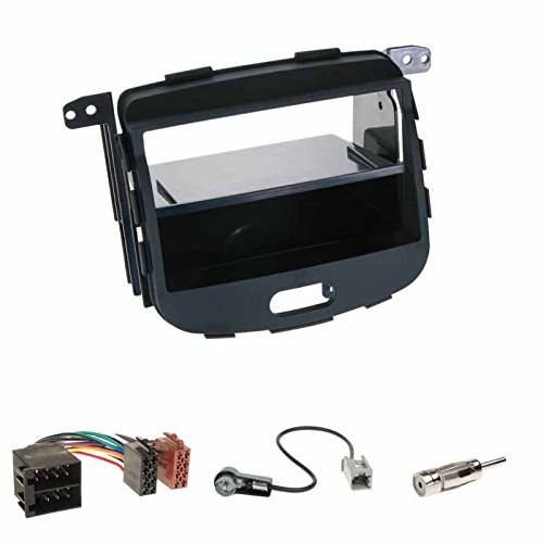 Einbauset : Autoradio Doppel-DIN 2-DIN 2 DIN Radioblende Radio Blende Halterung mit Ablagefach schwarz + ISO Radioanschlusskabel Radio Adapter + Antennenadapter für Hyundai i10 (PA) ab Baujahr 2008 von Schlauer-Shop24