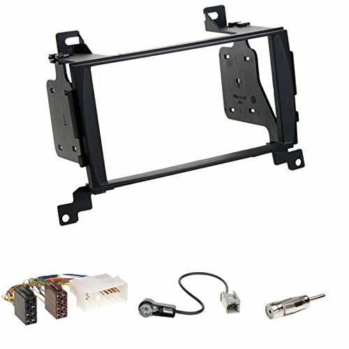 Einbauset : Autoradio Doppel-DIN 2-DIN 2 DIN Radioblende Radio Blende Halterung schwarz + ISO Radioanschlusskabel Radio Adapter + GT13 Antennenadapter für Hyundai Santa Fe 2007 (nur für US Modelle) von Schlauer-Shop24
