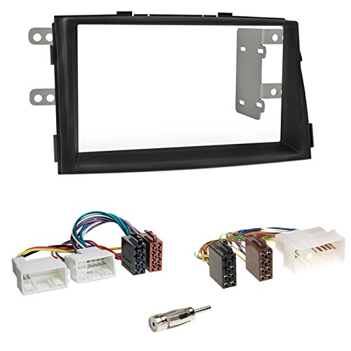 Einbauset : Autoradio Doppel-DIN 2-DIN 2 DIN Radioblende Radio Blende Halterung schwarz + ISO Radioanschlusskabel Radio KFZ Adapter + Antennenadapter für Kia Sorento II (XM) 04/2009-10/2012 von Schlauer-Shop24