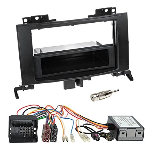 Einbauset : Autoradio Doppel-DIN 2-DIN Blende Einbaurahmen Radioblende + Fach + ISO Radio Adapter Kabel Adapterkabel + Antennenadapter für Mercedes Sprinter (W906) ab 04/2006 mit Quadlock Anschluss von Schlauer-Shop24