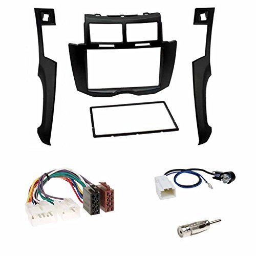 Einbauset : Autoradio Doppel-DIN 2-DIN Blende Einbaurahmen Radioblende schwarz + ISO Radio KFZ Kabel Adapter Radioadapter + Antennenadapter für Toyota Yaris (XP9) 01/2007-10/2011 von Schlauer-Shop24