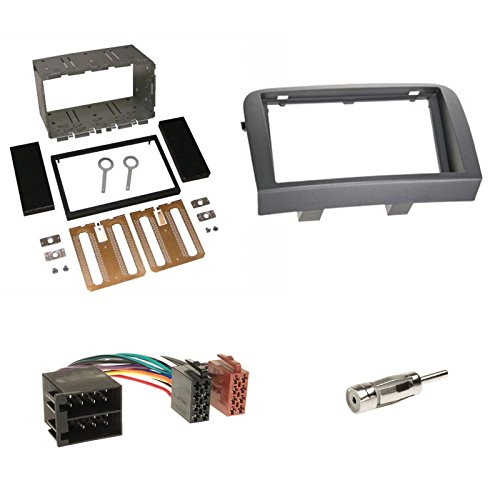 Einbauset : Autoradio Doppel-DIN 2-DIN Radioblende Radio Blende Halterung anthrazit + ISO Radioanschlusskabel/Radio Adapter + Antennenadapter für FIAT Croma (194) 06/2005 -> 12/2012 von Schlauer-Shop24