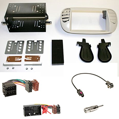 Einbauset : Autoradio Doppel-DIN 2-DIN Radioblende Radio Blende Halterung beige/perlgrau + ISO Radioanschlusskabel/Radio Adapter + Antennenadapter für FIAT 500 ab 2012 Einbauset : Autoradio Doppel-DIN 2-DIN Radioblende Radio Blende Halterung beige/perlgrau + ISO Radioanschlusskabel/Radio Adapter + Antennenadapter für FIAT 500 ab 2012 von Schlauer-Shop24