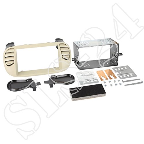 Einbauset : Autoradio Doppel-DIN 2-DIN Radioblende Radio Blende Halterung beige/perlgrau für Fiat 500 (312) ab 06/2007/Fiat 500 C von Schlauer-Shop24