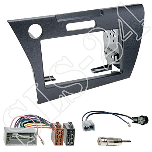 Einbauset : Autoradio Doppel-DIN 2-DIN Radioblende Radio Blende Halterung schwarz + ISO Radioanschlusskabel Radio Adapter + Antennenadapter für Honda CR-Z (ZF1) ab 06/2010 von Schlauer-Shop24