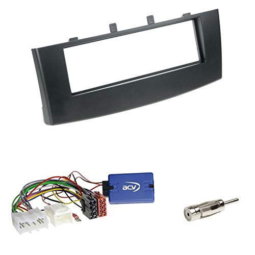 Einbauset: 1-DIN Radio Blende Radioblende Halterung Abdeckung Konsole schwarz + Multilead Lenkradinterface Lenkrad Adapter LFB für Mitsubishi Colt (Z30) 11/2008-11/2012 von Schlauer-Shop24