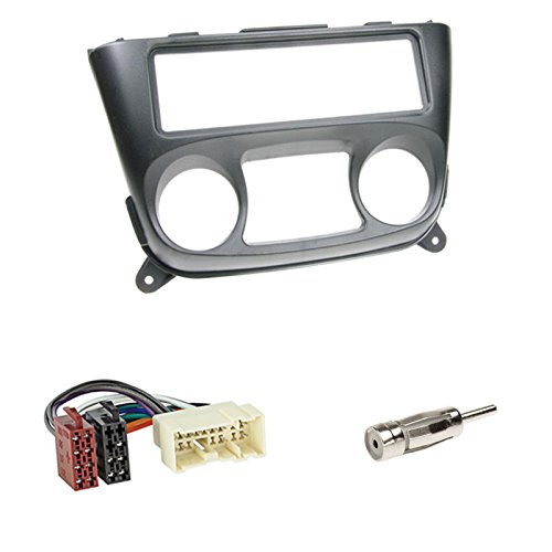 Einbauset: 1-DIN Radioblende Halterung für Nissan Almera (N16) 03/2000-11/2006 - Farbe: schwarz + ISO Radio Adapter + Antenne Stecker von Schlauer-Shop24