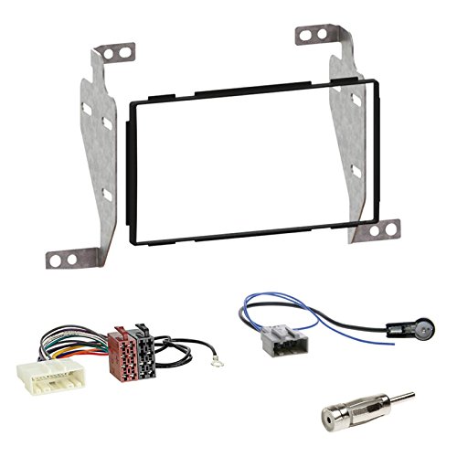 Einbauset: Autoradio 2-DIN Doppel-DIN Blende - Halterung - Radioblende - Farbe: schwarz + ISO KFZ Radioadapter + Antenne Stecker für Nissan Juke (F15) 10/2010-05/2014 von Schlauer-Shop24
