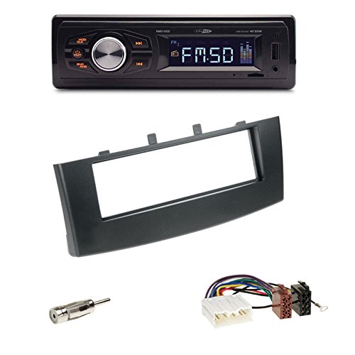 Einbauset: Autoradio Caliber RMD022 USB/Micro-SD/FM-Tuner/AUX-IN + 1-DIN Radioblende schwarz + ISO Adapter Antennenadapter ISO auf DIN für Mitsubishi Colt (Z30/Z30G/Z3V Facelift) 11/2008-11/2012 von Schlauer-Shop24