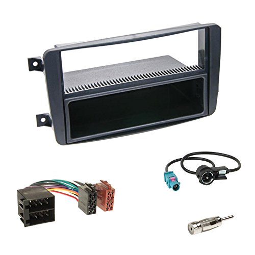 Einbauset: Autoradio DIN 1-DIN Blende Radioblende schwarz + Fach + Radio Adapter Adapterkabel + Antennenadapter für Mercedes CLK-Klasse (W209) Vito (W639) Viano (W639) C-Klasse (W203) 03/00-03/04 von Schlauer-Shop24