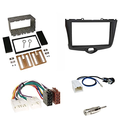 Einbauset: Autoradio Doppel 2-DIN Blende/Radioblende + ISO Radio KFZ Adapter + Antenne für Toyota Yaris 2003-2005 von Schlauer-Shop24