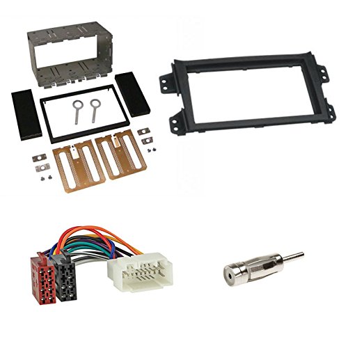 Einbauset: Autoradio Doppel 2-DIN Blende Einbaurahmen Radioblende schwarz + ISO Radio Kabel Adapter Radioadapter + Antennenadapter für Opel Agila (FXB22/FXB32) ab04/2008 Suzuki Splash (EX) ab04/2008 von Schlauer-Shop24