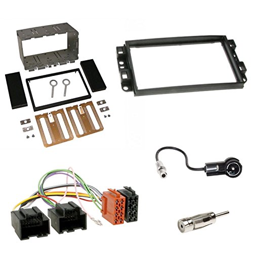 Einbauset: Autoradio Doppel 2-DIN Blende Einbaurahmen Radioblende schwarz + ISO Radioadapter Radio Adapter + Antennenadapter für Chevrolet Aveo (KLAS) 2006-09/2011 Captiva ab06 Epica (KLAC) ab07/06 von Schlauer-Shop24