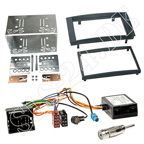 Einbauset: Autoradio Doppel 2-DIN Blende Radioblende schwarz + Quadlock CAN-Bus Interface Fakra Antennenadapter für VW Volkswagen Touareg (7L) 01/03-10 T5 Multivan Caravelle Transporter bis 09/09 von Schlauer-Shop24