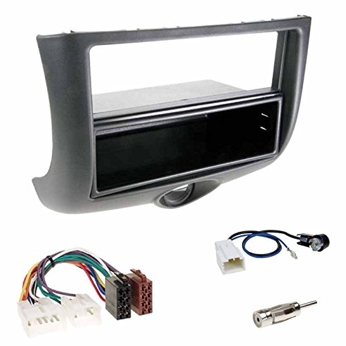 Einbauset: Autoradio Doppel-DIN 2-DIN Blende Einbaurahmen Radioblende mit Fach schwarz + ISO Radio KFZ Adapter Radioadapter/Radioanschlusskabel + Antennenadapter für Toyota Yaris (P1) 1999-2003 von Schlauer-Shop24