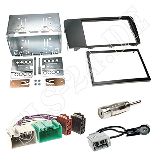 Einbauset: Autoradio Doppel-DIN 2-DIN Blende Einbaurahmen Radioblende schwarz + ISO KFZ Radio Adapter Adapterkabel + Antennenadapter für Volvo S60 V70 ab 09.2004 bis2009 Volvo XC 70 ab 2004-2007 von Schlauer-Shop24