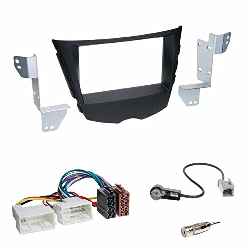 Einbauset: Autoradio Doppel-DIN 2 DIN Radioblende Radio Blende Halterung+ Fach Klavierlack schwarz + ISO Radioanschlusskabel Radio Adapter + Antennenadapter geeignet für Hyundai Veloster (FS) ab2011 von Schlauer-Shop24