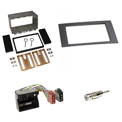 Einbauset: Autoradio Doppel-DIN 2-DIN Radioblende Radio Blende Halterung schwarz + Quadlock Radioanschlusskabel Radio Adapter für Ford Focus C-MAX (DM2) 05/2003-03/2007 / Ford C-Max (DM2) Facelift von Schlauer-Shop24