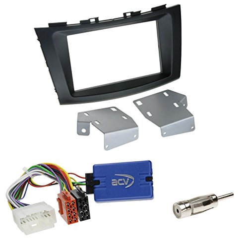 Einbauset: Suzuki Swift (FZ/NZ) ab 09/2010 2-DIN Radioblende in schwarz + Kenwood Lenkradfernbedienungs Radio Adapter + Antennenadapter DIN von Schlauer-Shop24