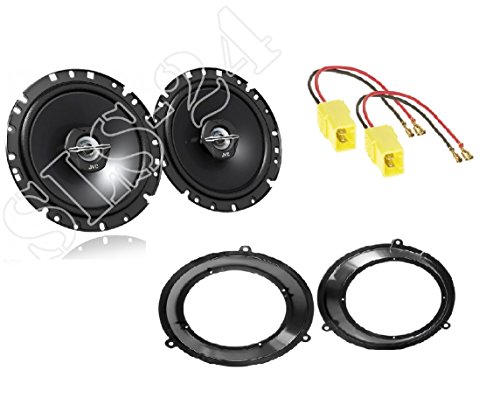 LSP-Set: JVC CS-J1720X Lautsprecher 300W + Lautsprecherringe 165mm Türe Front + Adapter für FIAT Panda 169 ab 2003-2012 von Schlauer-Shop24