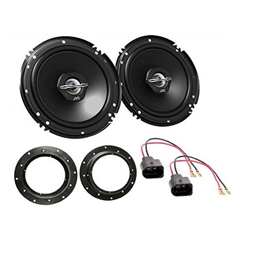 LSP-Set: JVC - CS-J620X - 300Watt / 30Watt RMS 2-Wege Koaxial - Lautsprecher-Paar + Lautsprecherkabel und Ringe für VW Golf V ◦Transporter T5 ◦Touran Einbauort: Fronttür von Schlauer-Shop24