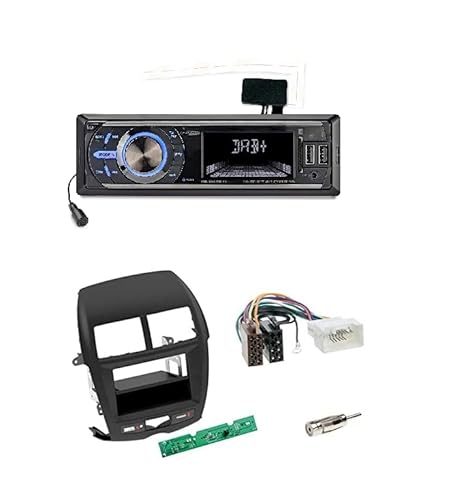 Radioeinbauset: Autoradio Caliber RMD051DAB-BT DAB+ / USB/SD/FM Radio Tuner + Radioblende + Ablagefach schwarz + ISO Adapter + Antennenadapter geeignet für Mitsubishi ASX (GA0) 06/2010-2014 von Schlauer-Shop24