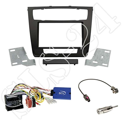 Set: Autoradio 2-DIN Radioblende schwarz + JVC Lenkrad Interface für BMW 1er 4/5-türer (E87 Facelift) 03/2007-06/2011 / BMW 1er 2/3-türer (E81) 05/2007-09/2011 mit automatischer Klimaanlage von Schlauer-Shop24