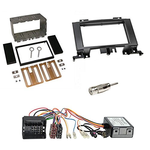 Set: Autoradio Doppel 2-DIN Blende Einbaurahmen Radioblende schwarz + CAN-Bus Interface ISO Radio Adapter Adapterkabel + Antennenadapter für Mercedes Sprinter (W906) ab 04/2006 mit Quadlock Anschluss von Schlauer-Shop24