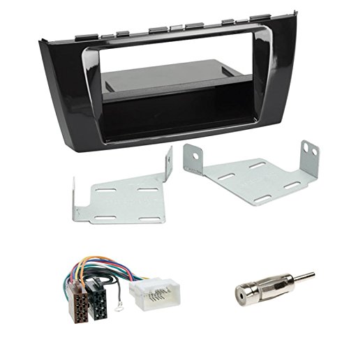 Set: Autoradio Doppel-DIN 2-DIN Radioblende Radio Blende Halterung + Ablagefach schwarz + ISO Radioanschlusskabel Radio KFZ Adapter + Antennenadapter für Mitsubishi Space Star (A00) 02/2013-12/2014 von Schlauer-Shop24