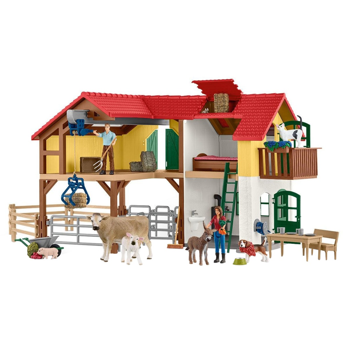 Farm World Bauernhaus mit Stall und Tieren, Spielfigur von Schleich