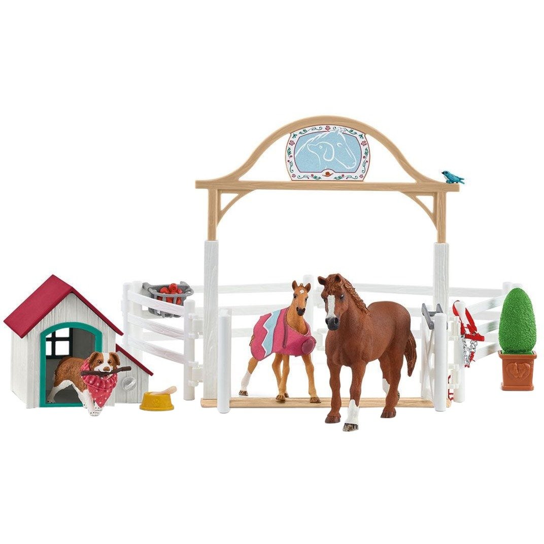 Horse Club Hannahs Gastpferde mit Hündin Ruby, Spielfigur von Schleich