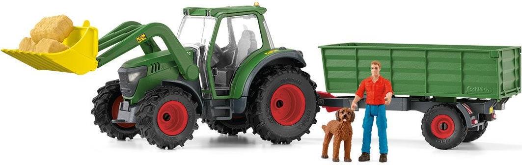 schleich Farm World Traktor mit Anhänger. Produkttyp: Traktor, Empfohlenes Alter in Jahren (mind.): 3 Jahr(e), Empfohlenes Alter in Jahren (max.): 8 Jahr(e), Produktfarbe: Schwarz, Grün, Rot, Gelb (42608) von Schleich