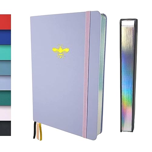 Schloss Planner A5 Bullet Journal | 180 g/m² extra dickes Bambus Papier | 160 Seiten | Gepunktet/Dot Grid | Nachhaltiges Notizbuch/Tagebuch | Silberner Buchschnitt (Biene, Lavendel) von Schloss Planner