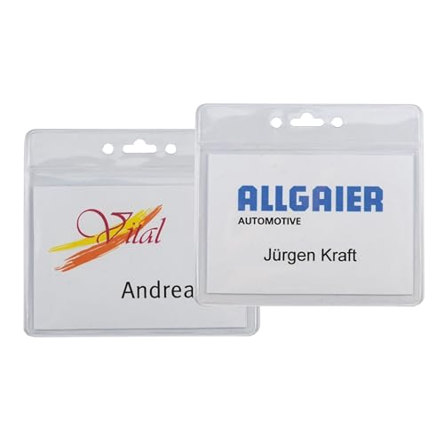10 Stück Ausweishüllen transparent weich PVC im Querformat Schutzhülle transparent Einschub Hülle Case für Werksausweis Badge Kartenhalter für Firmenausweis ohne clip Eurolochung von Schmalz Werbeservice