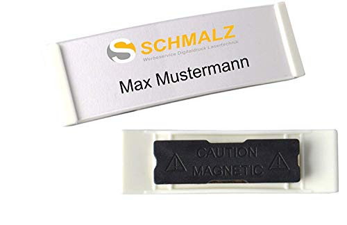 10 Stück Namensschild mit Magnet gewölbt Kunststoff weiss 70x20 mm NEU von Schmalz®