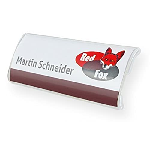 10 Stück Profil-Namensschild aus Acryl gewölbt mit starkem Magnet Größe: 75x27 mm Befestigung Name Badge Namensschilder für Kleidung, selbstbeschriftbar von Schmalz®