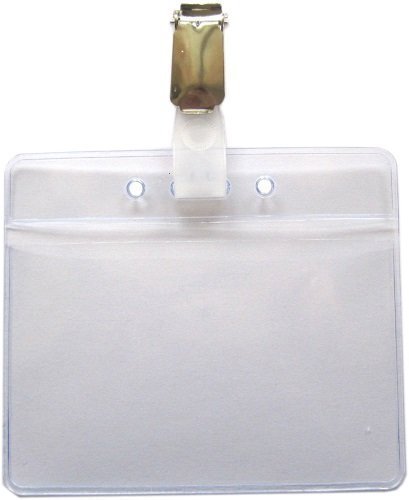 50 Stück Ausweishüllen mit Clip transparent weich PVC im Querformat für Einschübe bis ca. Format 85x55mm hochwertige Ausführung Schutzhülle transparent Einschub Hülle Case für Werksausweis von Schmalz Werbeservice