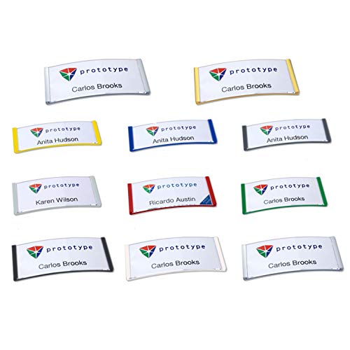 50 Stück Kunststoff Namensschilder mit Magnet für die Kleidung selbstbeschriftbar (edelstahl matt, 68 x 22 mm) von Schmalz®