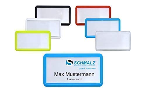 Edles Namensschild aus Kunststoff mit Magnet Name Badge für die Kleidung selbstbeschriftbar (schwarz, 75 x 40 mm) von Schmalz®