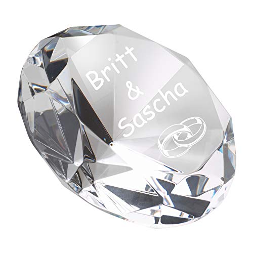 Glasdiamant Krsitall Diamant inkl. Gravur Deko Briefbeschwerer graviert Geschenk neu personalisiert von Schmalz®