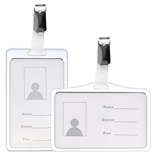 KARTENHALTER AUS METALL SILBER beidseitig offen AUSWEISHÜLLE AUSWEISHALTER mit Metallclip Clip Hosenträgerclip Werksausweis EC Karte Bankkarte Fahrkarten Schutz Namensschild (Querformat) von Schmalz®